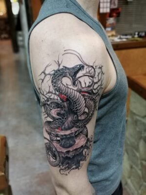 Tatuaje neotradicional serpiente