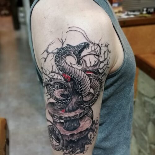 Tatuaje neotradicional serpiente