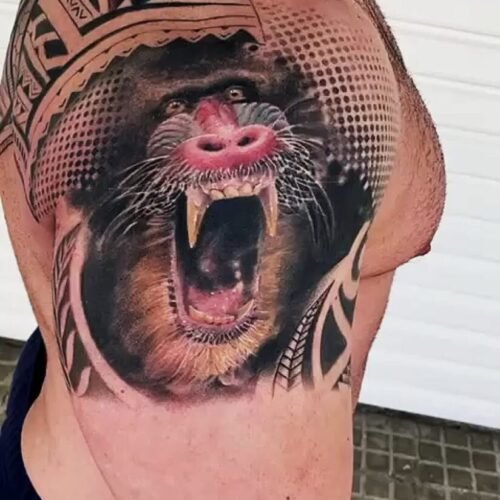 Tatuaje realista mandril